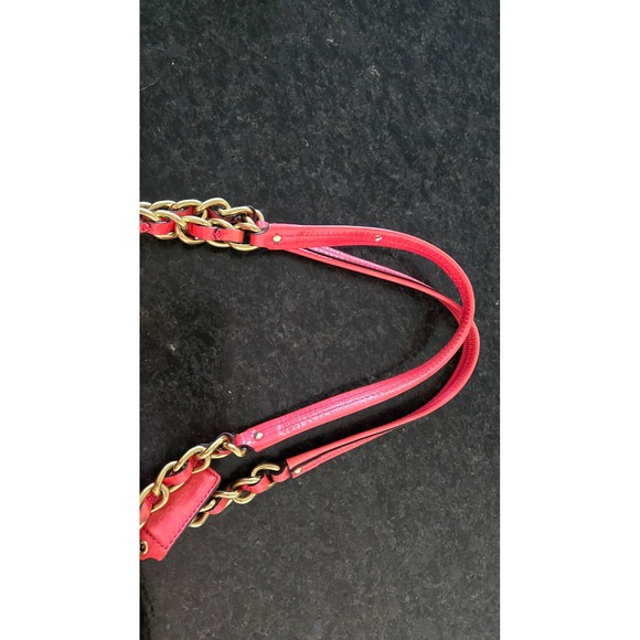 Coach Coral‎ Pink Patent Leather Shoulder Bag w/ Chain Strap - Picture 6 of 16